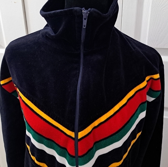 Vintage Blue Velvet Mock Neck Track Jacket Size XXXL - Picture 7 of 10